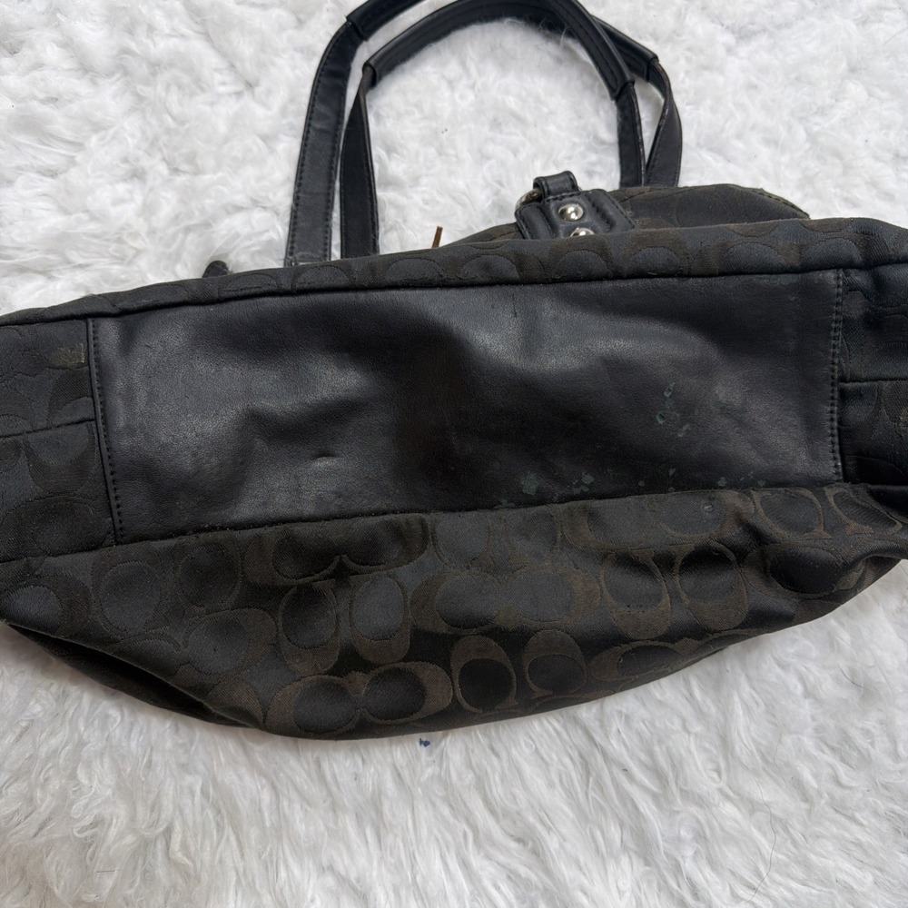 Vintage Y2K Coach Ashley Signature Shoulder Bag "Big C" Canvas Black Brown Purse - Picture 5 of 13
